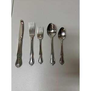 Oneida ARBOR ROSE - TRUE ROSE Stainless Silverware Flatware 5 Pc Place Setting